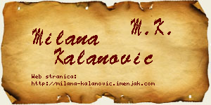 Milana Kalanović vizit kartica